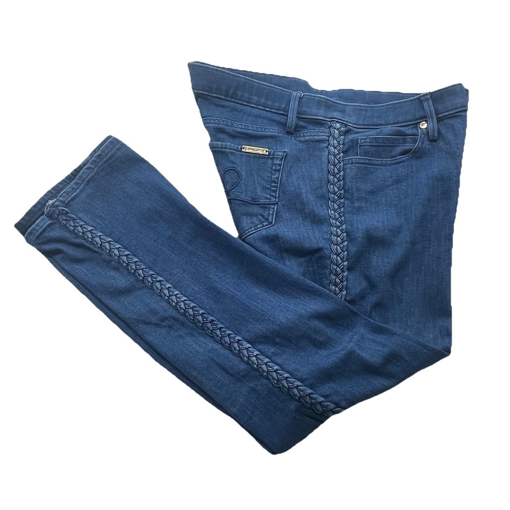 Lilly Pulitzer Jean Sz 8 (30x29) South Ocean‎ Braided Side Detail Low Rise Blue